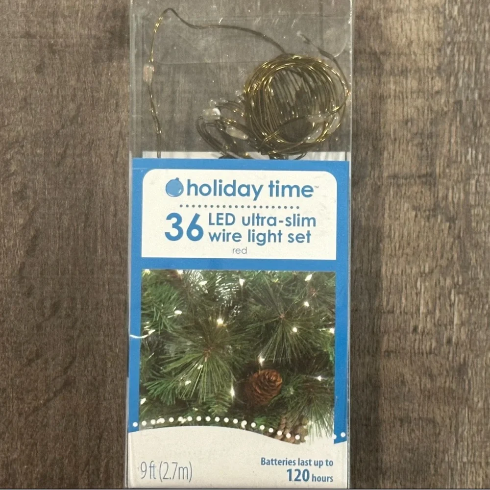 New 9ft Holiday Red 36 LED Ultra-Slim 3-Function Wire Fairy Light Set with Timer